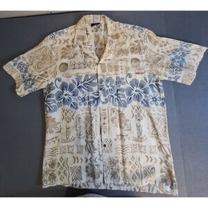 Royal Creations Mens Hawaiian Short Sleeve Button Up Shirt Beige Turtles Size XL